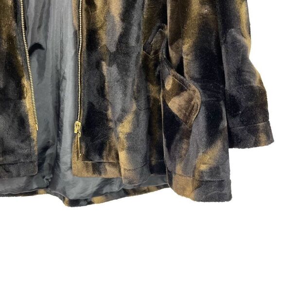 De Sentino Womens Faux fur Velvet Zip-Up Animal Print  Swing Jacket L/XL - Picture 5 of 12